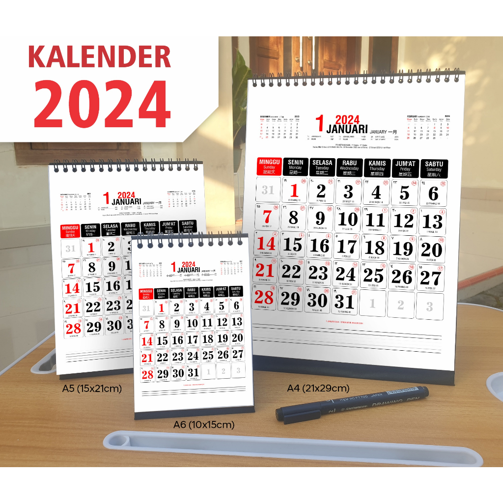 

Kalender meja 2025 catatan 05, ukuran A6 A5 A4, dilengkapi dengan penaggalan jawa, pasaran, hijriyah, pranotomongso, kalender kerja 2024, kalender 2024