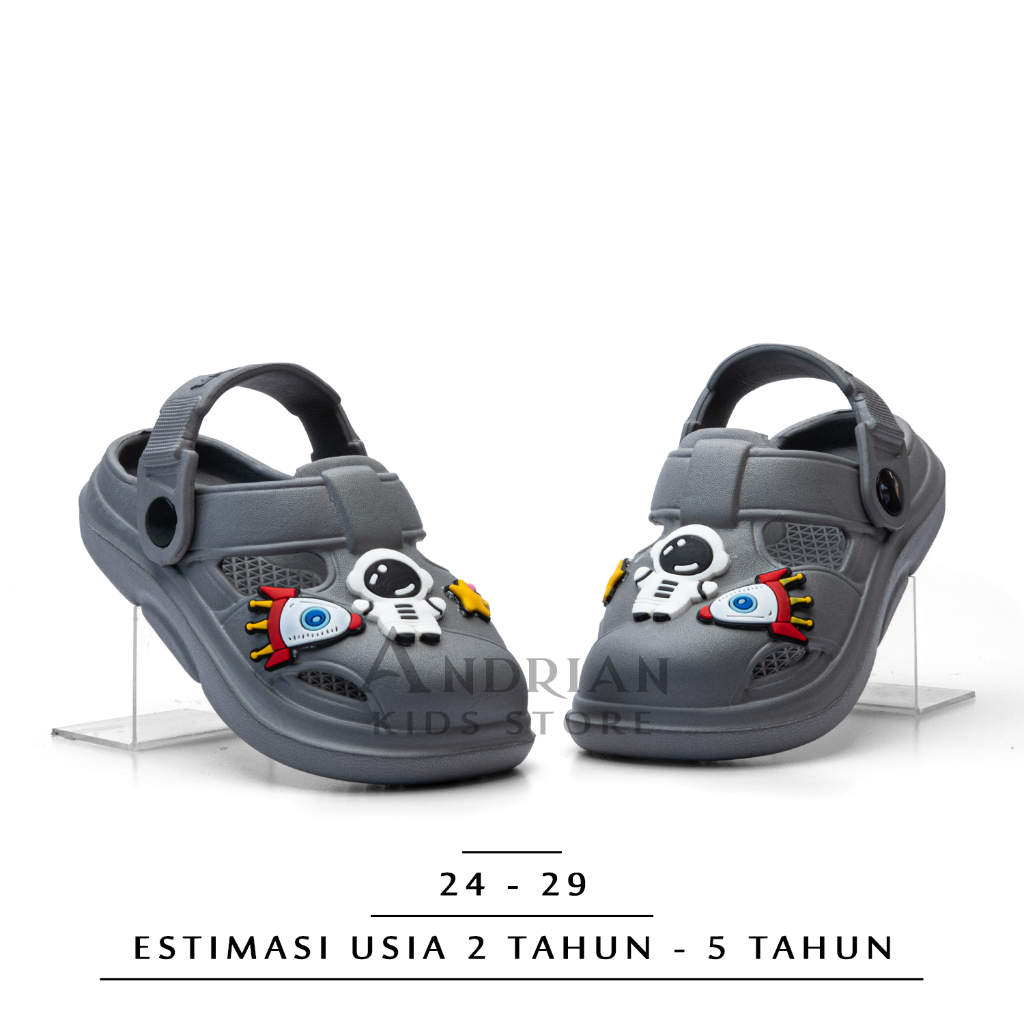 Sandal Anak Laki-laki Model Selop Tali Belakang berkarakter Astronot 2-5 Tahun