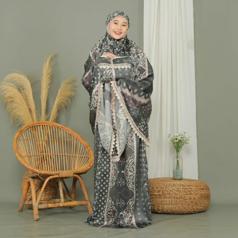 mukena 2in1 silk dior free tas dompet