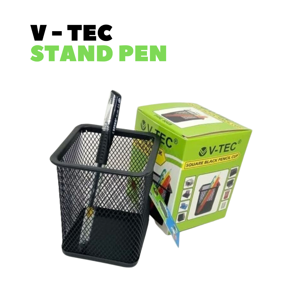

Square Black Pencil Cup/Pen Stand Besi Kotak Jala V-Tec 804