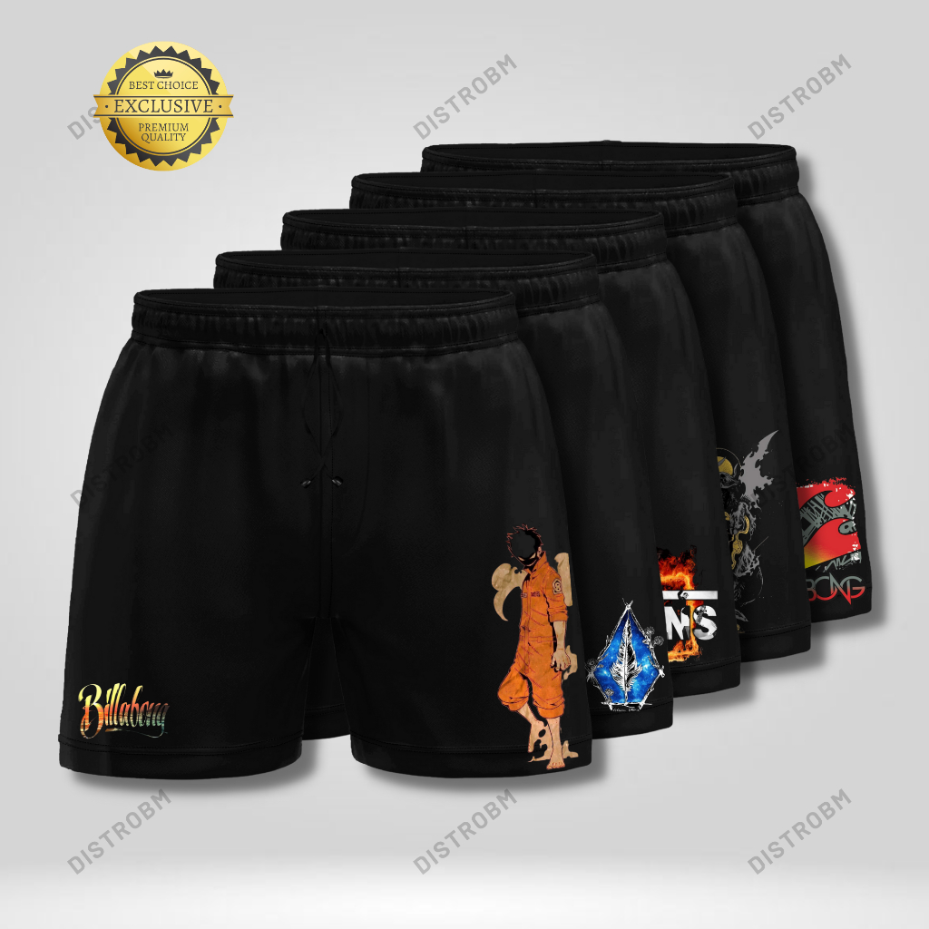 Celana boxer pria| Celana pendek pria warna hitam sablon DTF| Pakaian dalam kolor motif surfing| Boxser bahan katun combed 30s