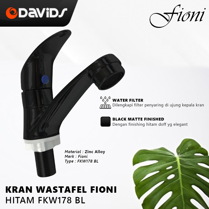 Kran Wastafel Cuci Tangan Washtafel Up Down Black Doff Fioni