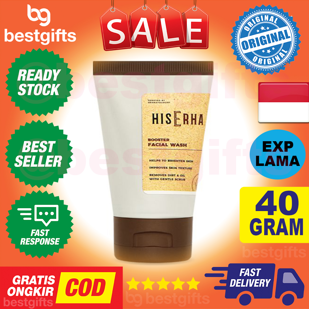 HIS ERHA HISERHA BOOSTER FACIAL WASH UNTUK SEMUA JENIS  KULIT PRIA MELEMBABKAN DAN MENCERAHKAN 40 GRAM