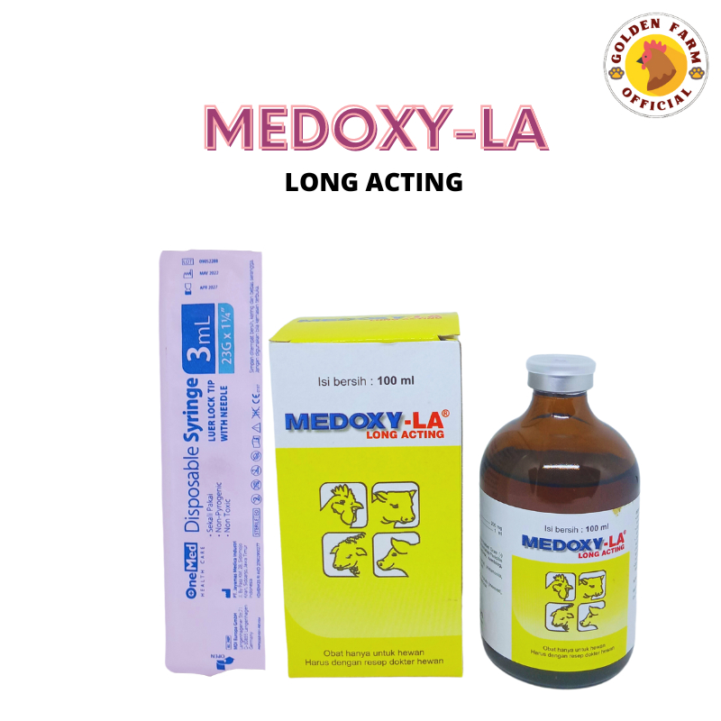 Medoxy LA 100 ml  - obat injeksi untuk mengatasi bakteri hewan kecil dan hewan besar