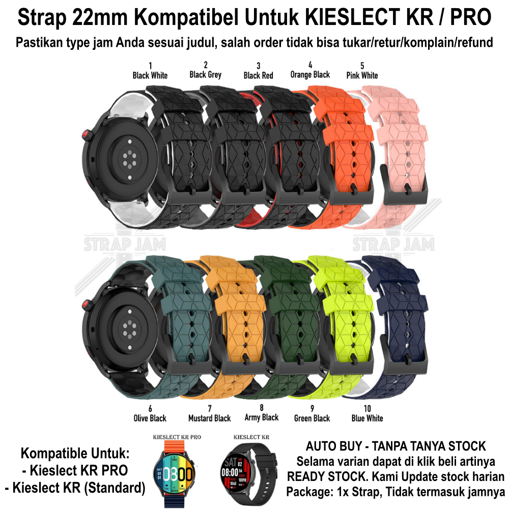 ZQT Strap 22mm Kieslect KR /Pro - Tali Jam Tangan Silikon Rubber Quick Release