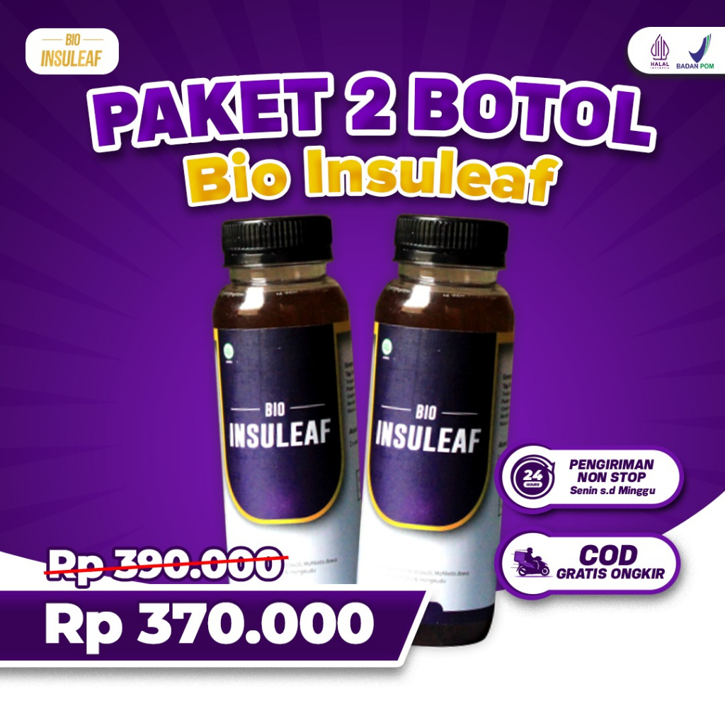 Paket 2 Botol Bio Insuleaf – Paket Cegah Diabetes Herabal Alami Bantu Atasi Gula Darah Tinggi Kencing Manis Diabetes Turunkan  Asam Urat Kolesterol Cegah Gagal Ginjal &amp; Perbaikan Sel Yang Rusak