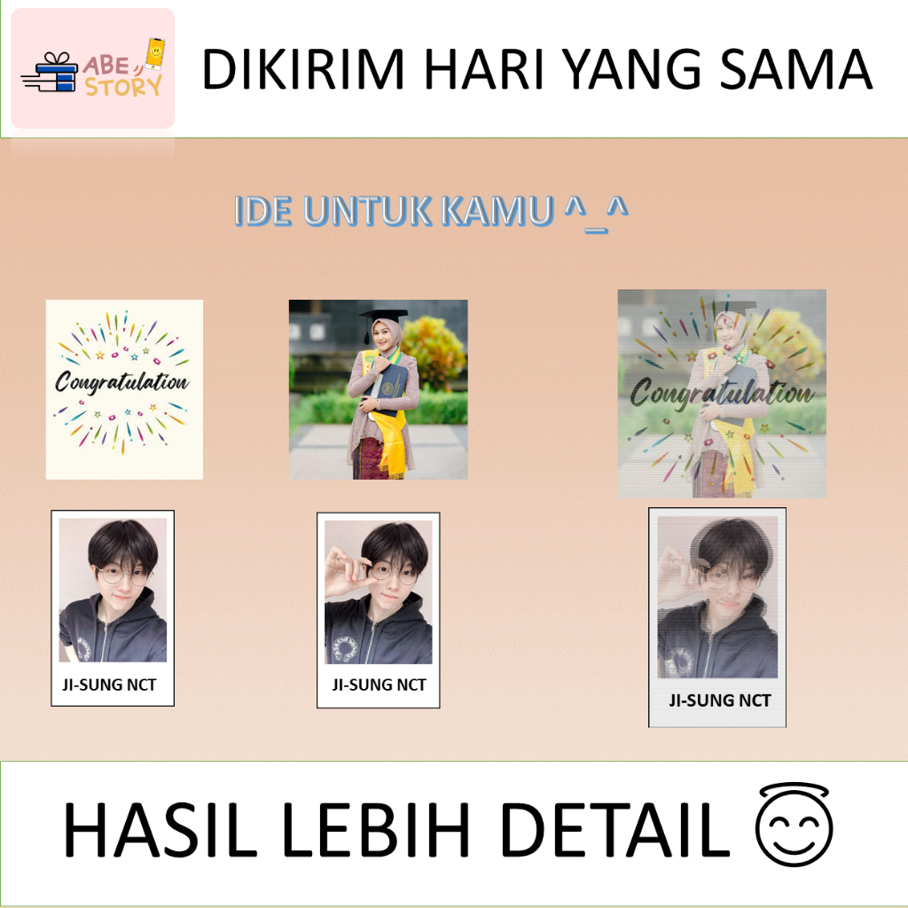 LENTICULAR Jasa Cetak Photo Photocard Hologram Bisa berubah Gambar 2 Sisi CUSTOM Poto Flip Flop