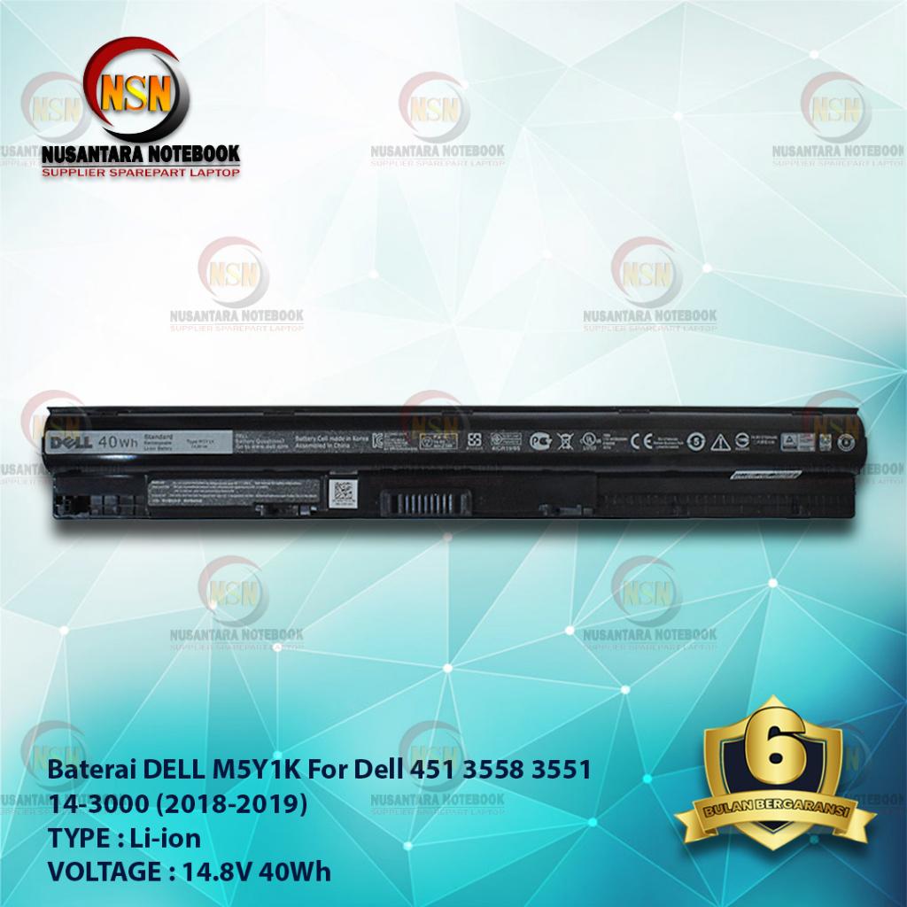 Baterai Dell ORI 3451 3458 5451 3551 3558 3878 5459 3559 M5Y1K 14.8V 40Wh (2018-2019)