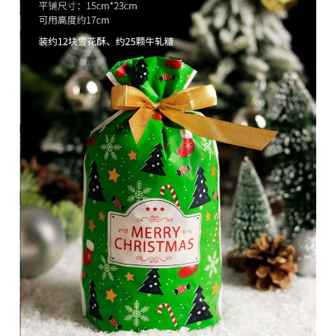 

PLASTIK IKAT TIED DRAWSTRING GREEN XMAST 14X17