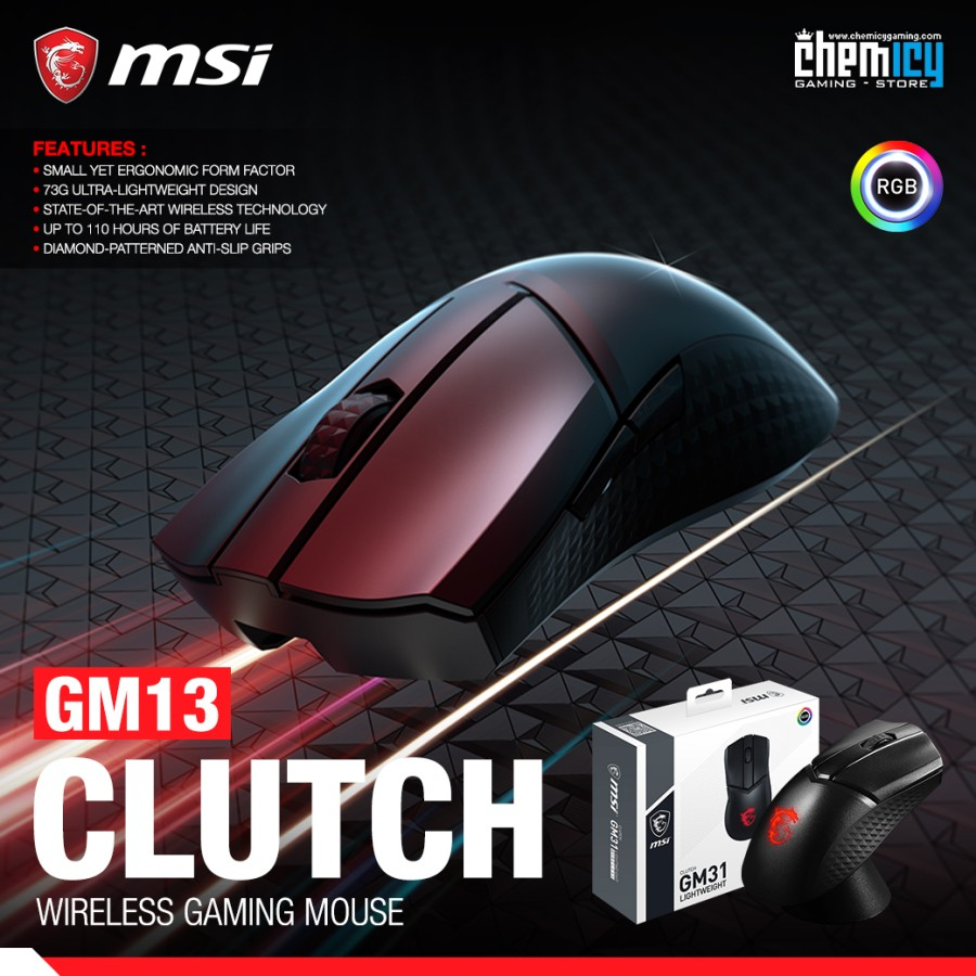 MSI Clutch GM31 Lightweight Wireless Gaming Mouse