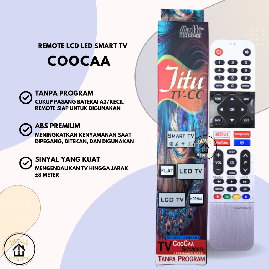 Remot Remote Smart TV Coocaa Led Lcd Type Jitu Cooca Dus
