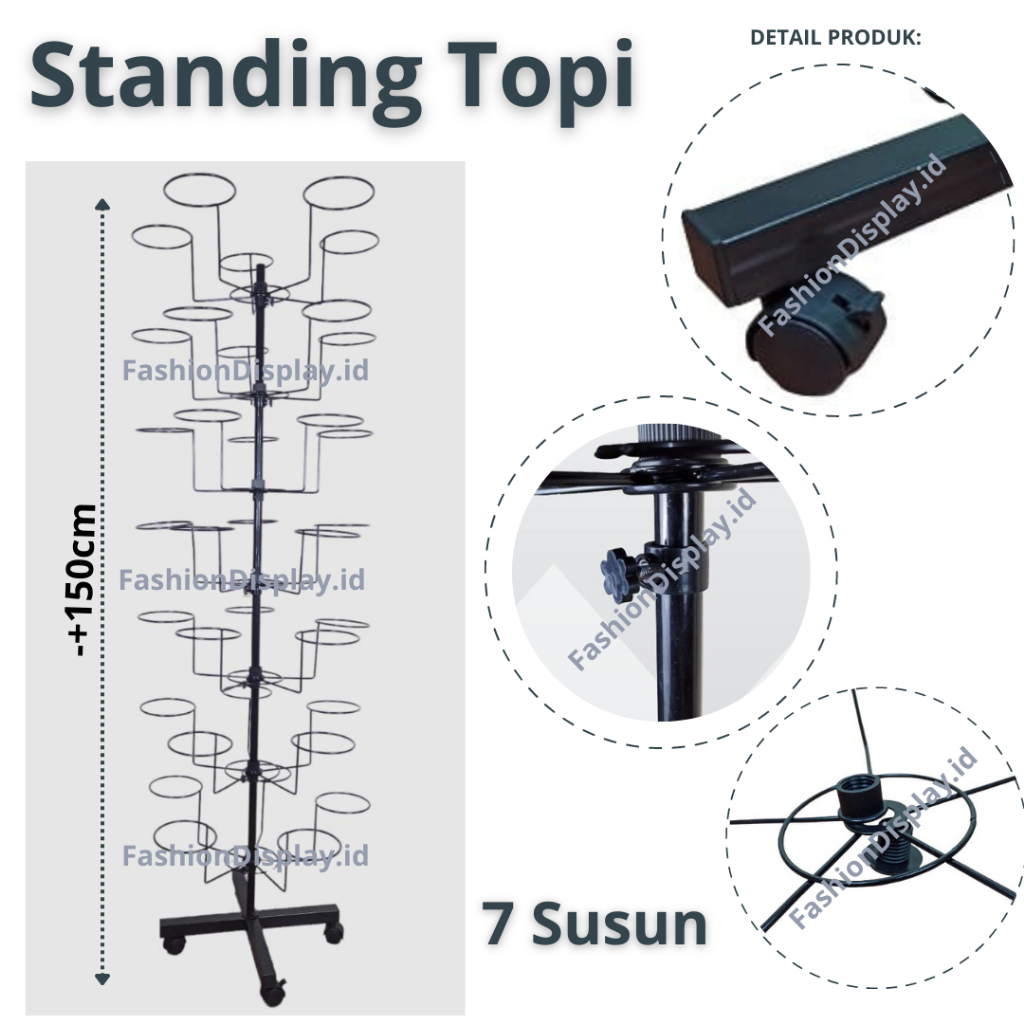 Standing Topi Tower Topi Gantungan Topi Cantelan Topi Matahari Putar 7 Susun-BH