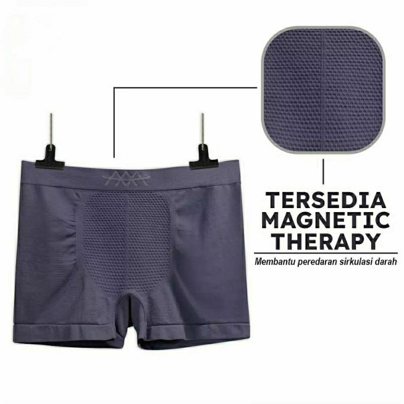 Celana Dalam Pria Boxer 5D Magnetic Therapy Kesehatan 1 Box isi 3 Pcs