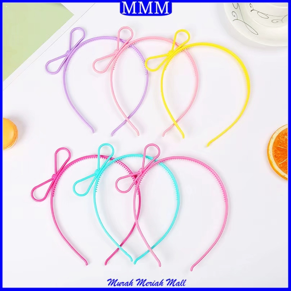 MMM Bando Anak Perempuan Desain Pita Kecil Anti Patah Headband Bondu Bahan Plastik Warna Permen Bandana Pita Glossy Anak Dan Dewasa Aksesories Fashion Murah Import