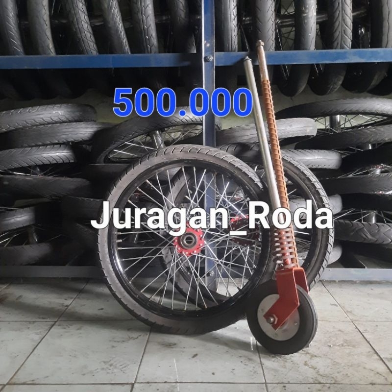 Roda Gerobak Ring 17 jari motor + Geletrek ( satu pasang )