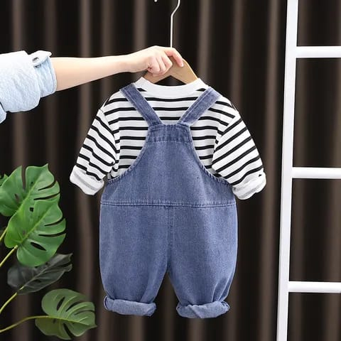 Setelan kodok Anak usia 6 bulan - 5 tahun Motif salur hitam putih keren premium