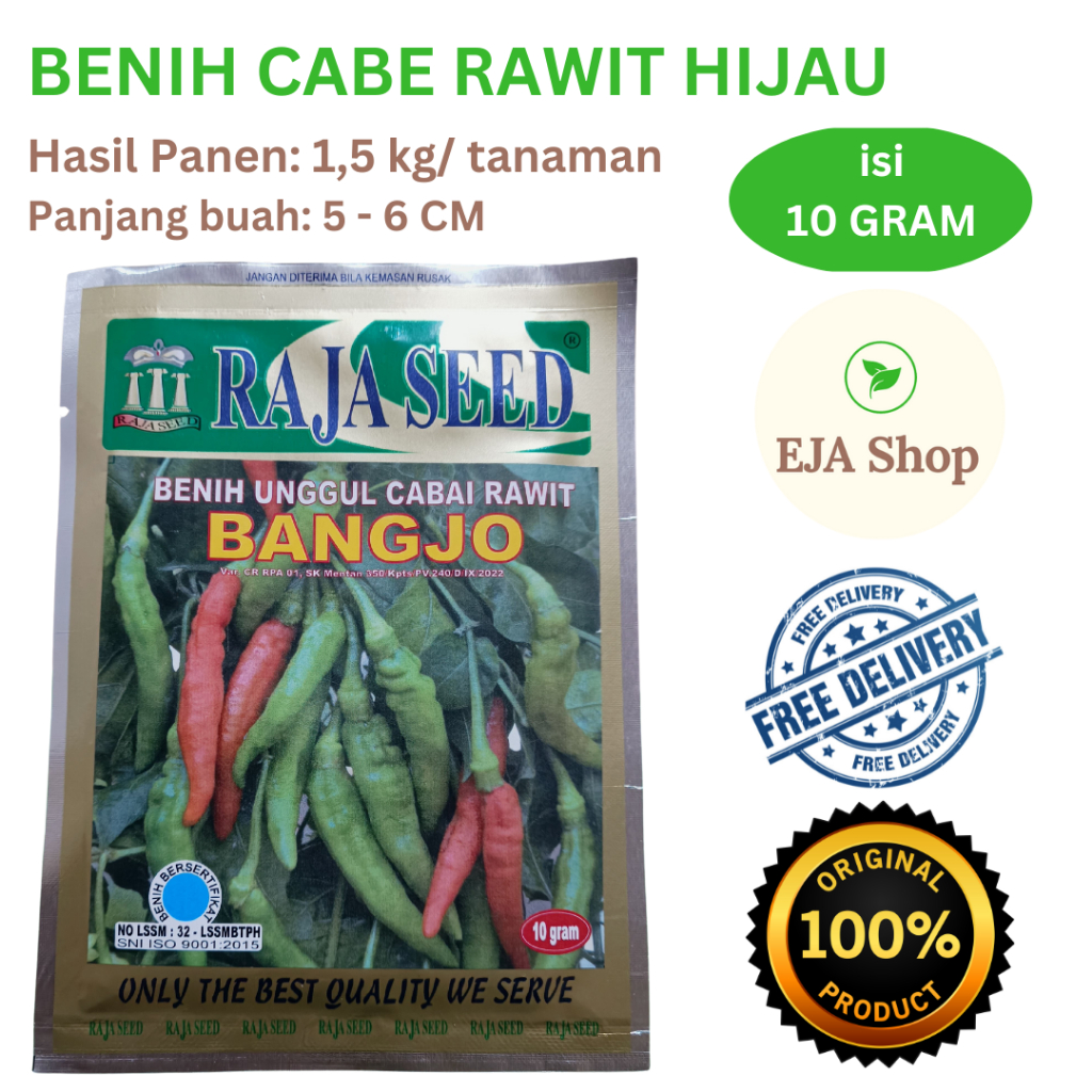Benih Unggul Cabe Rawit Hijau BANGJO Raja Seed isi 10 gram