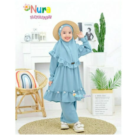 COD GAMIS ANAK MODEL NURA ONE SET ANAK PEREMPUAN BAHAN CRINKEL USIA 1-8 THN HOME INDUSTRY