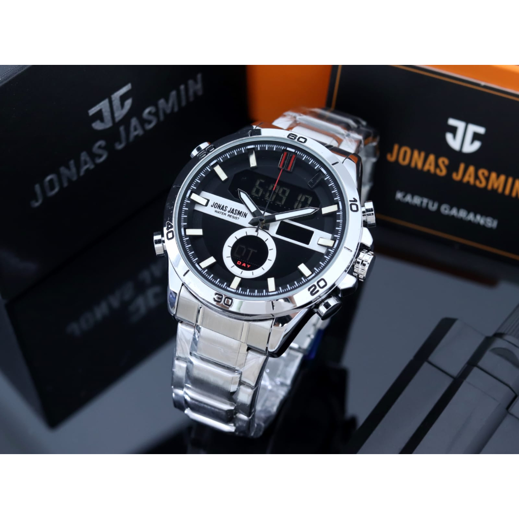 Jonas Jasmin Jam Tangan Dual Time Stainless Steel Orignal