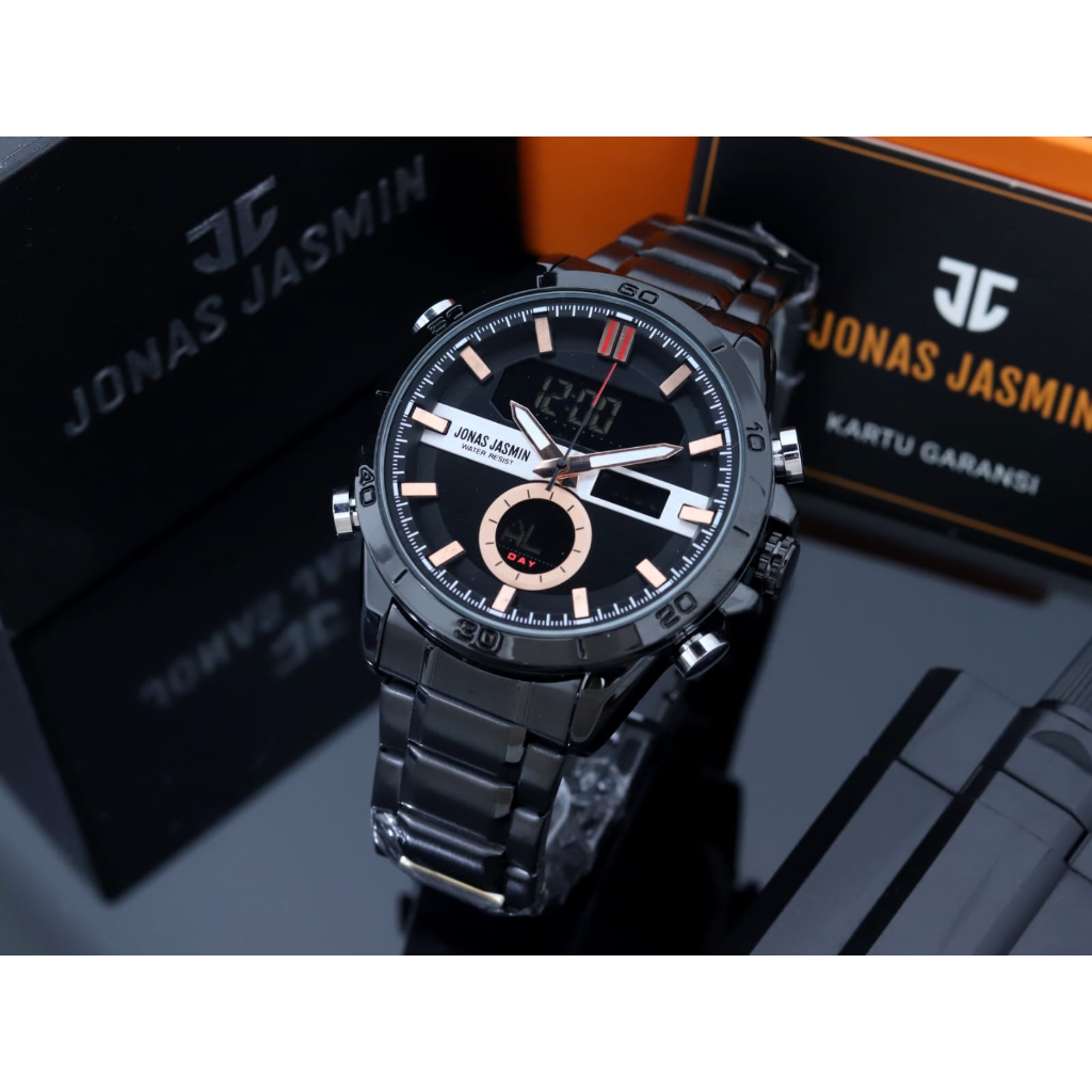 Jonas Jasmin Jam Tangan Dual Time Stainless Steel Orignal