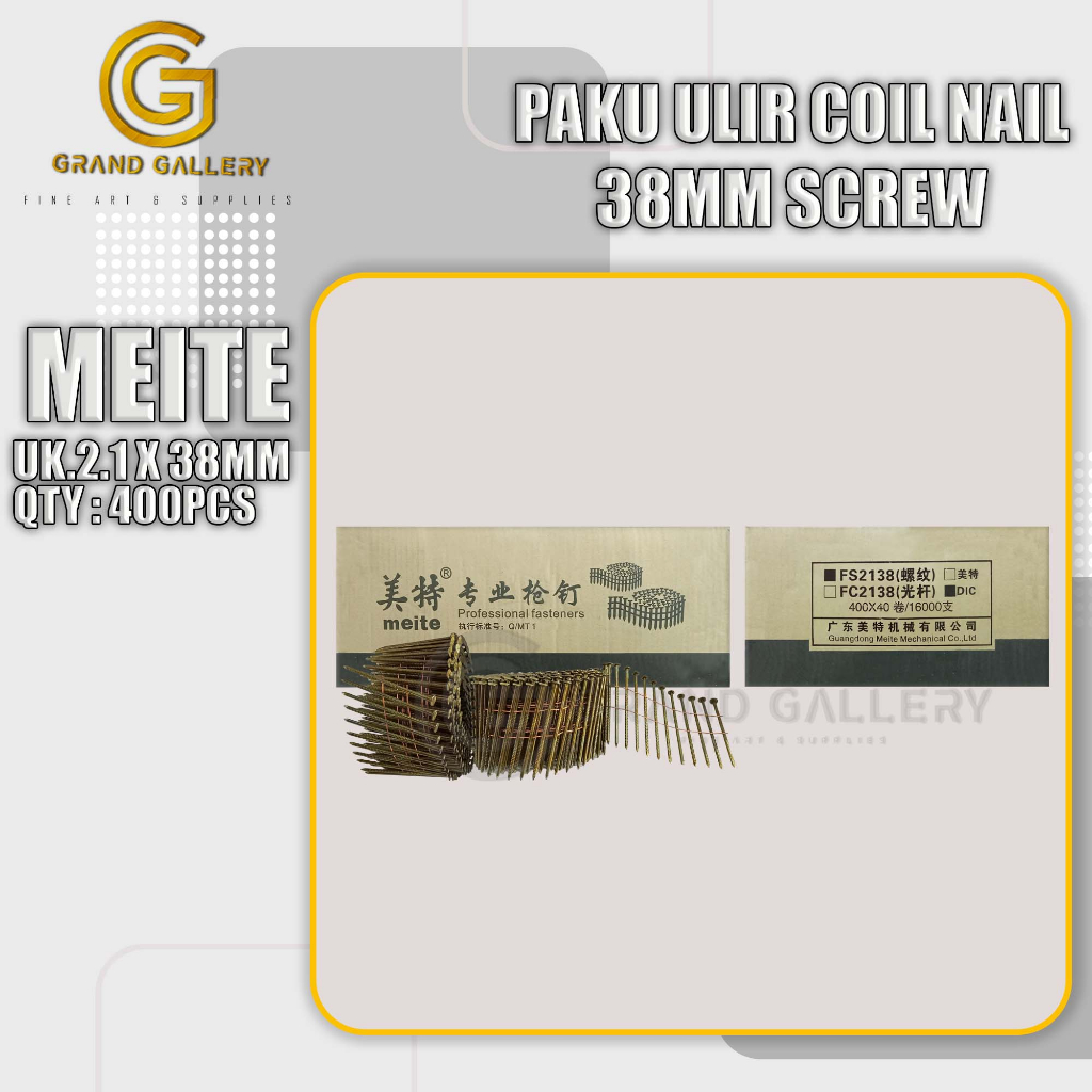 

PAKU PALET / PAKU PALLET / COIL NAIL 2.1x38 MM ULIR SCREW 400PCS/ROLL