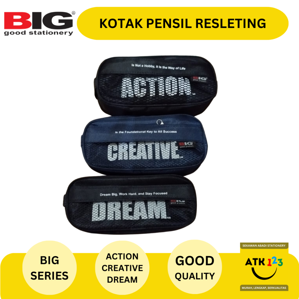 Tempat Pensil Kotak Pensil Resleting BIG PF-322 Action Creative Dream