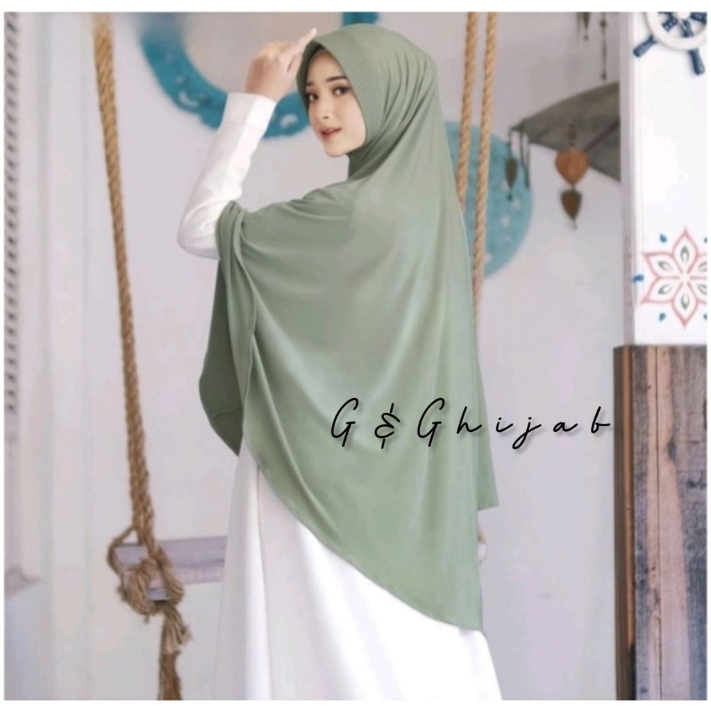 Hijab Khimar Bergo Hamidah Jumbo XL Spandek Jersy | Jilbab Bergo Simple Pad XL