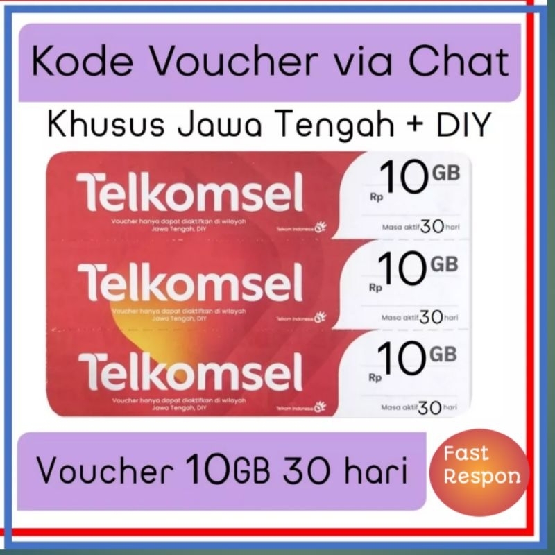 Voucher Via Chat Telkomsel 10Gb/30 hari Jateng DIY
