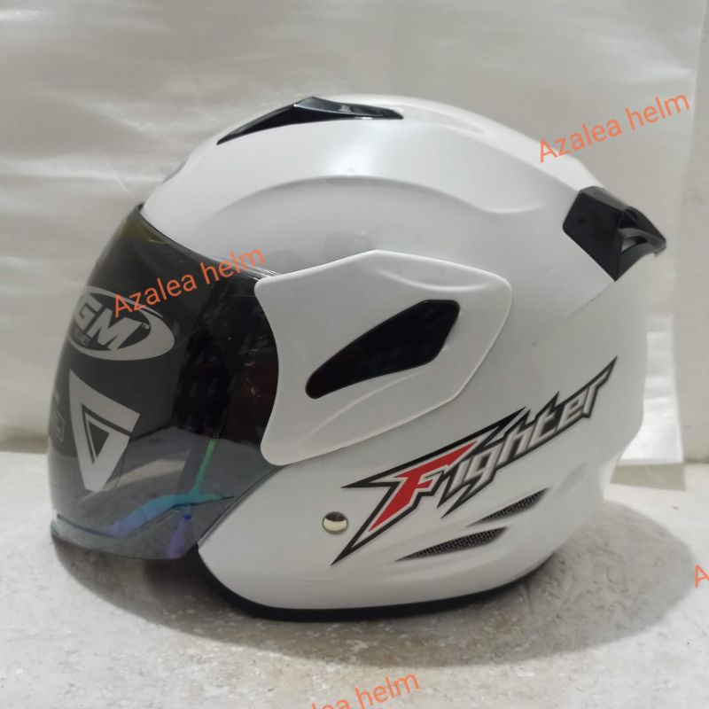 HELM GM FIGHTER SOLID WHITE PUTIH ORIGINAL 100%