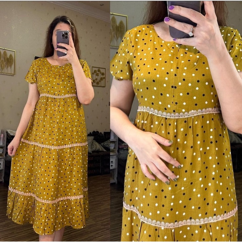 Daster Arab Teby TUNIK POLKA &amp; TUNIK FLOWER Dress Bawah Lutut