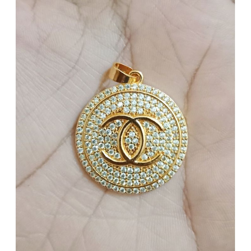 RAL02. Liontin xuping dewasa lapis emas dgn full tabur zircon 28mm