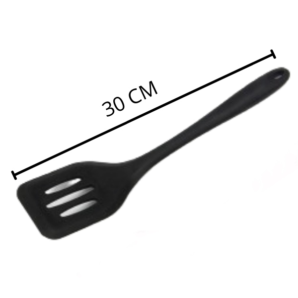 Sutil Silikon Kayu Stainless Steel Tahan Panas Spatula Silicone Anti Lengket Food Grade / Sutil Siliko Lubang Tahan Panas TERMURAH TERLARIS