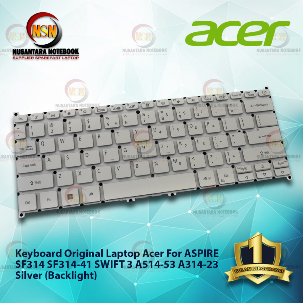 Keyboard Original Acer SF314 Series Swift 3 SF314-41 Silver Backlight