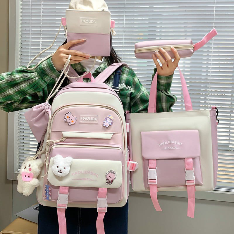 Tas sekolah anak perempuan 5in 1 tas ransel anak tas korea fashion tas anak SD SMP SMA