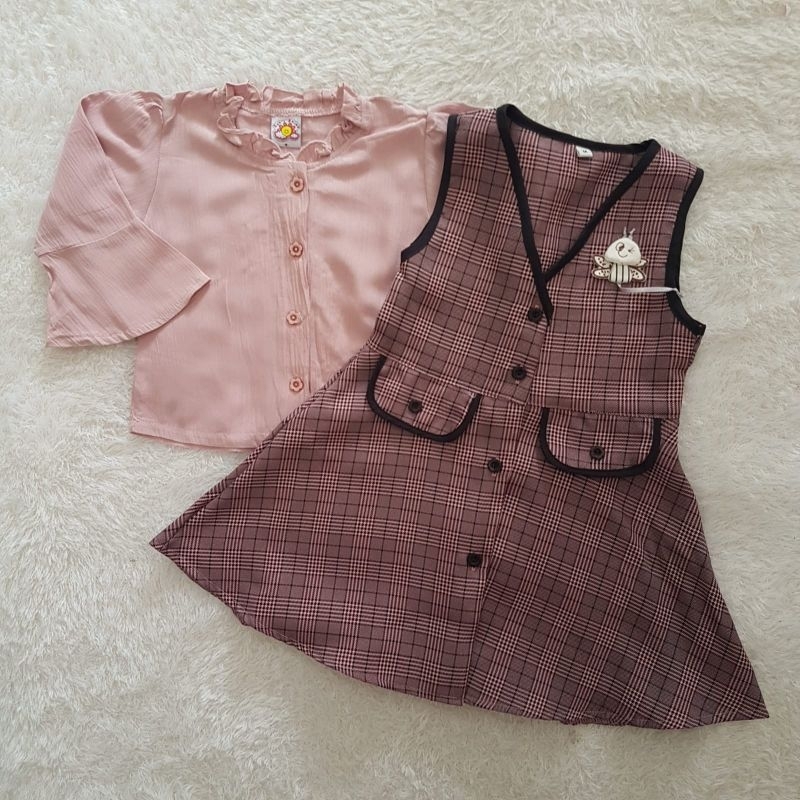 Baju Anak Perempuan Vest dress Korean set