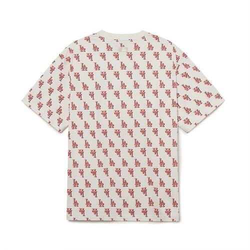 MLB LA Dodgers Basic Monogram All Over Tee White/Red