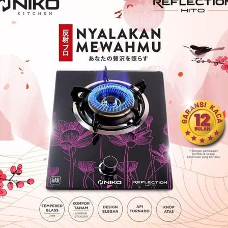 NIKO Kompor Gas 1 Tungku Kaca Reflection Hito - Garansi 1 Tahun