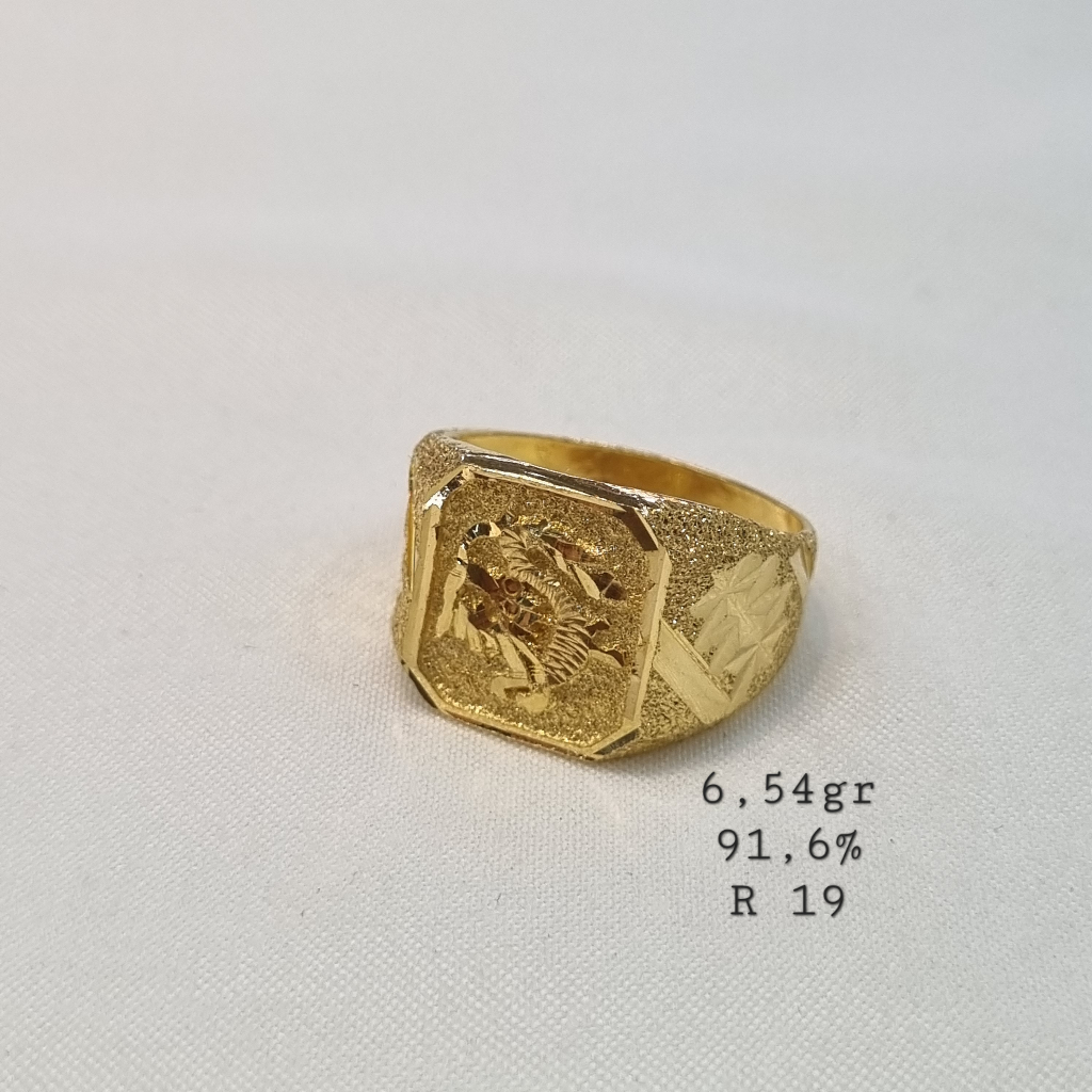 Cincin Pria Cowok Emas Asli 91.6% 916 Motif Naga Mas Malaysia