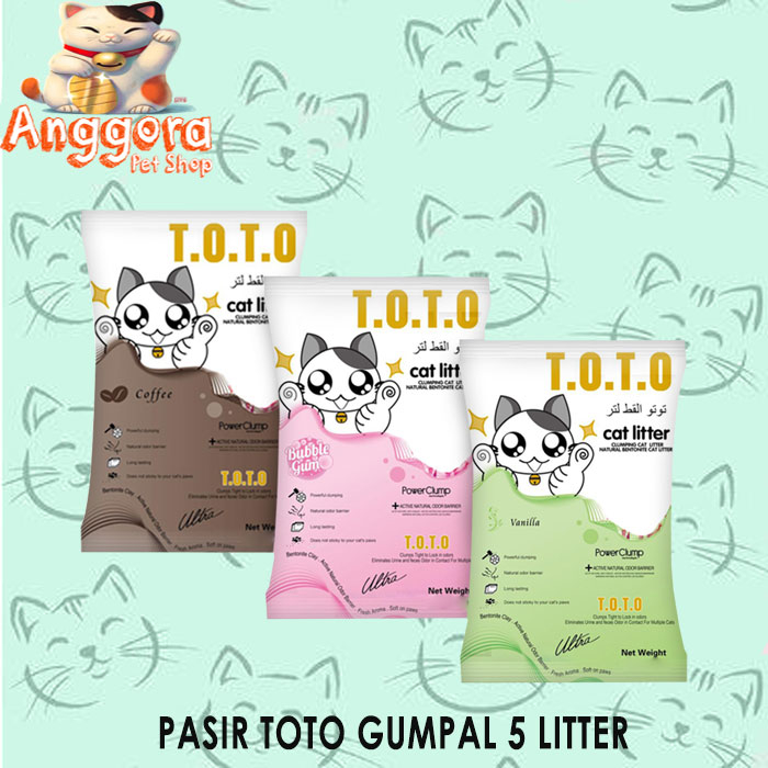 Pasir Kucing gumpal wangi TOTO 5 L pasir wangi gumpal