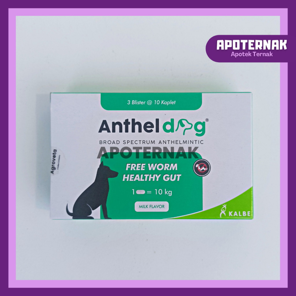 ANTHEL DOG 10 Tablet (1 Blister) Obat Cacing Spektrum Luas Untuk ANJING by Kalbe | Harga 10 Tablet Blister