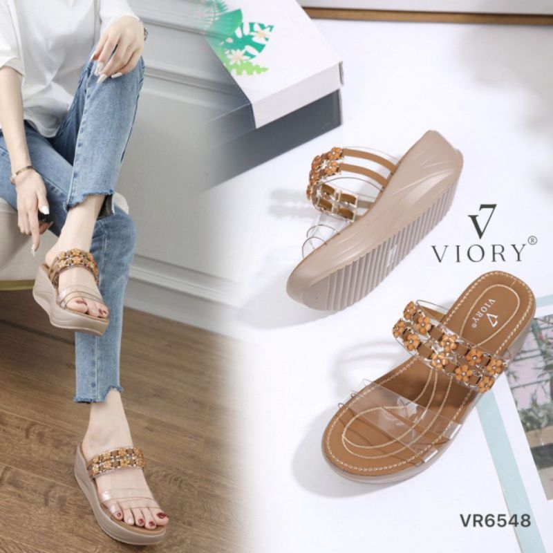 VIORY Wedges Sandal Double Starps Shoes #VR6548 ORIGINAL