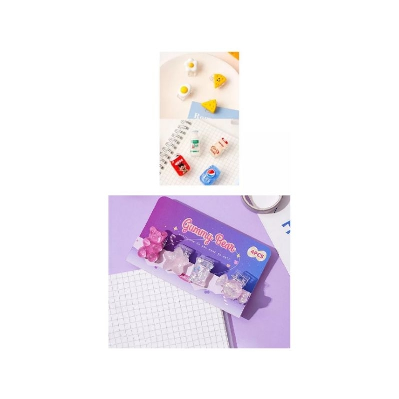 

Clip Jepit Penjepit Klip Set (4pcs) Lucu Unik Simple Praktis Serbaguna Multifungsi Decor Stationery