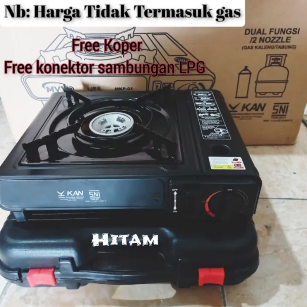 Kompor Gas Portable 1 Tungku Dua Fungsi 2 in 1 Bisa Gas LPG / Gas Kaleng SNI Lengkap Grill dan gas kaleng- Bergaransi