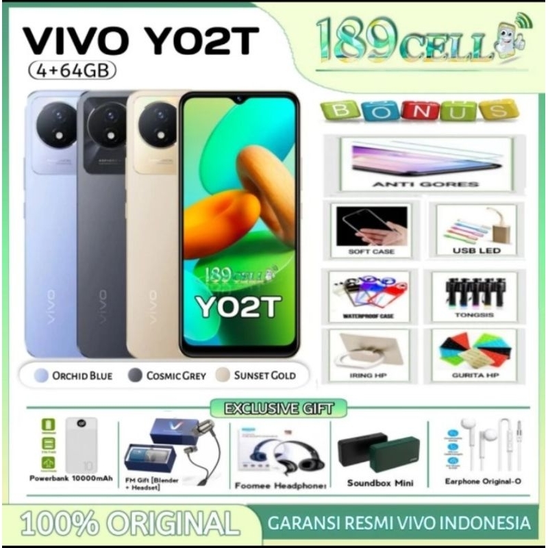 VIVO Y21T 6/128 GB | Y21 T 8/128 GB | Y02T 4/64 GARANSI RESMI VIVO INDONESIA