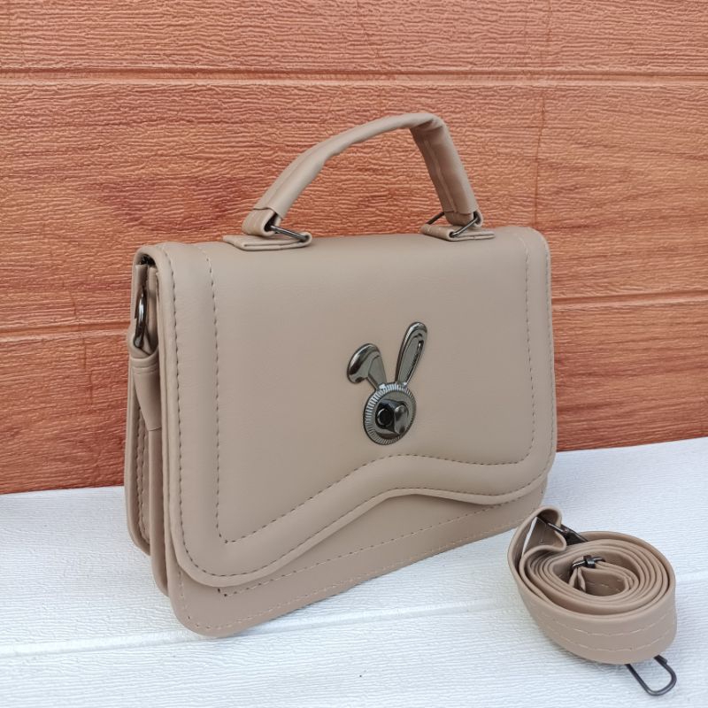 Tas kotak dua ruang gagang variasi kunci putar