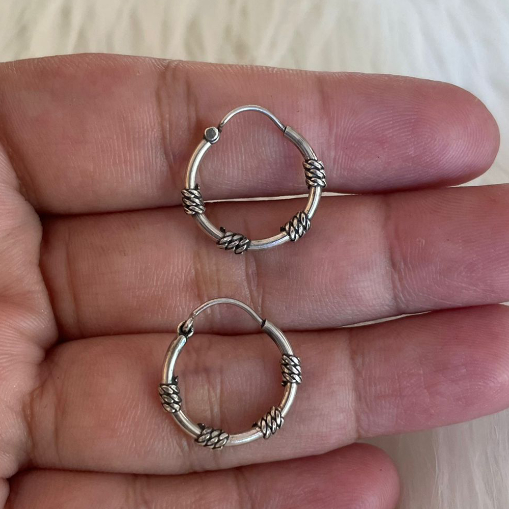 Anting Earrings Perak Silver Bali Hoop Kecil Budhis Lilit Tali Air Bulat Bayi Balita Anak Pria Wanit
