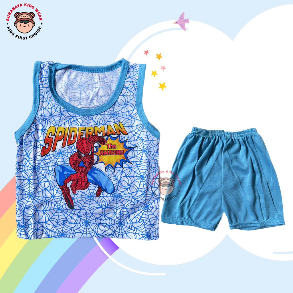 Setelan Singlet Bayi Motif Superhero