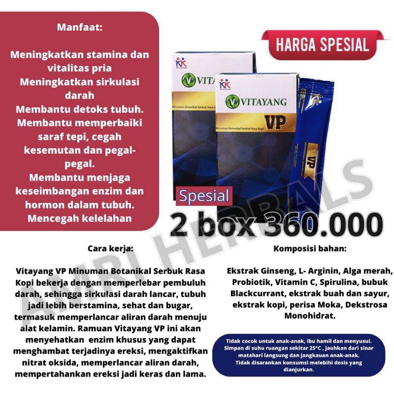 Vitayang VP Minuman serbuk rasa kopi untuk meningkatkan vitalitas pria dewasa