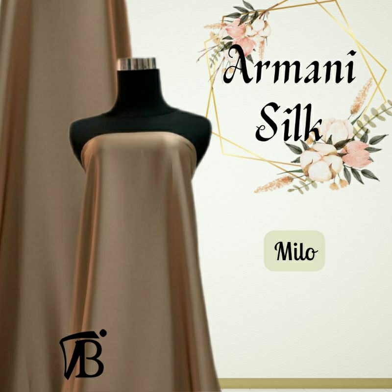 Kain Bahan Satin Armani Armany Silk Original Premium Luxury Warna Coklat Milo