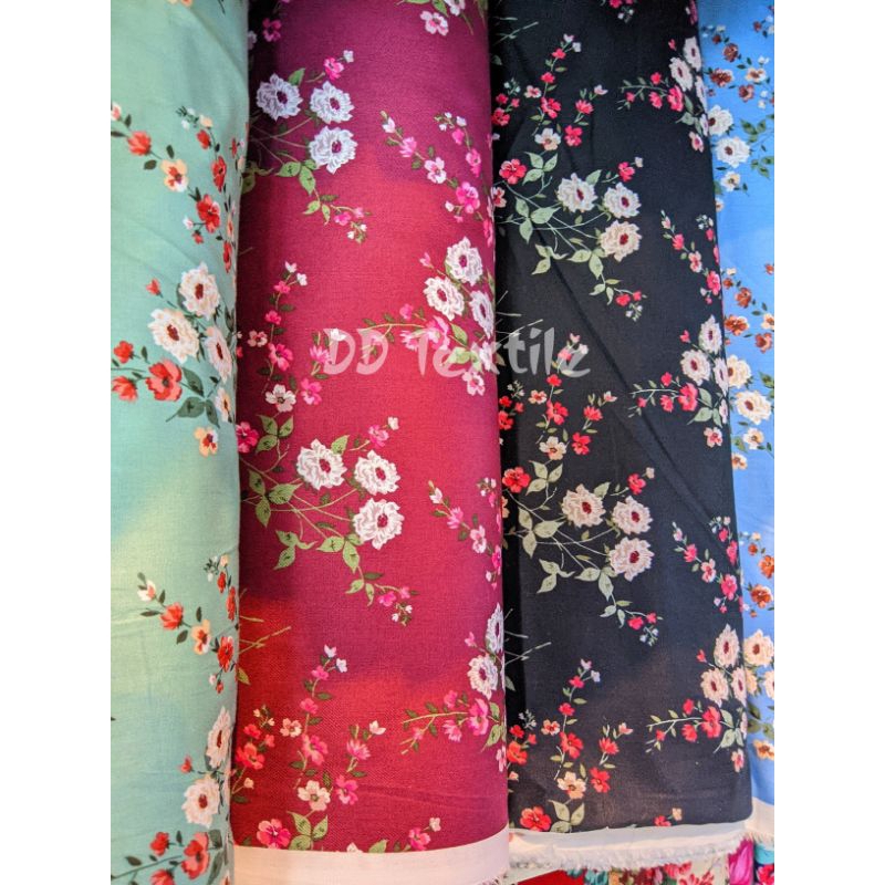 kain katun jepang motif bunga mawar